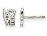 Small Sterling Silver LOVE Heart Post Earrings